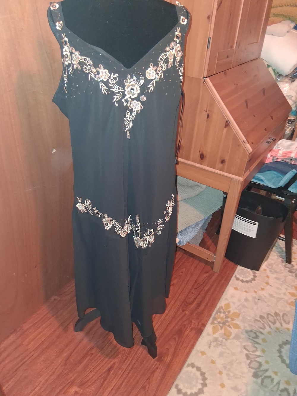 Feel Sexy In R&M Richards Black Maxi Dress with Gold Floral Embroidery